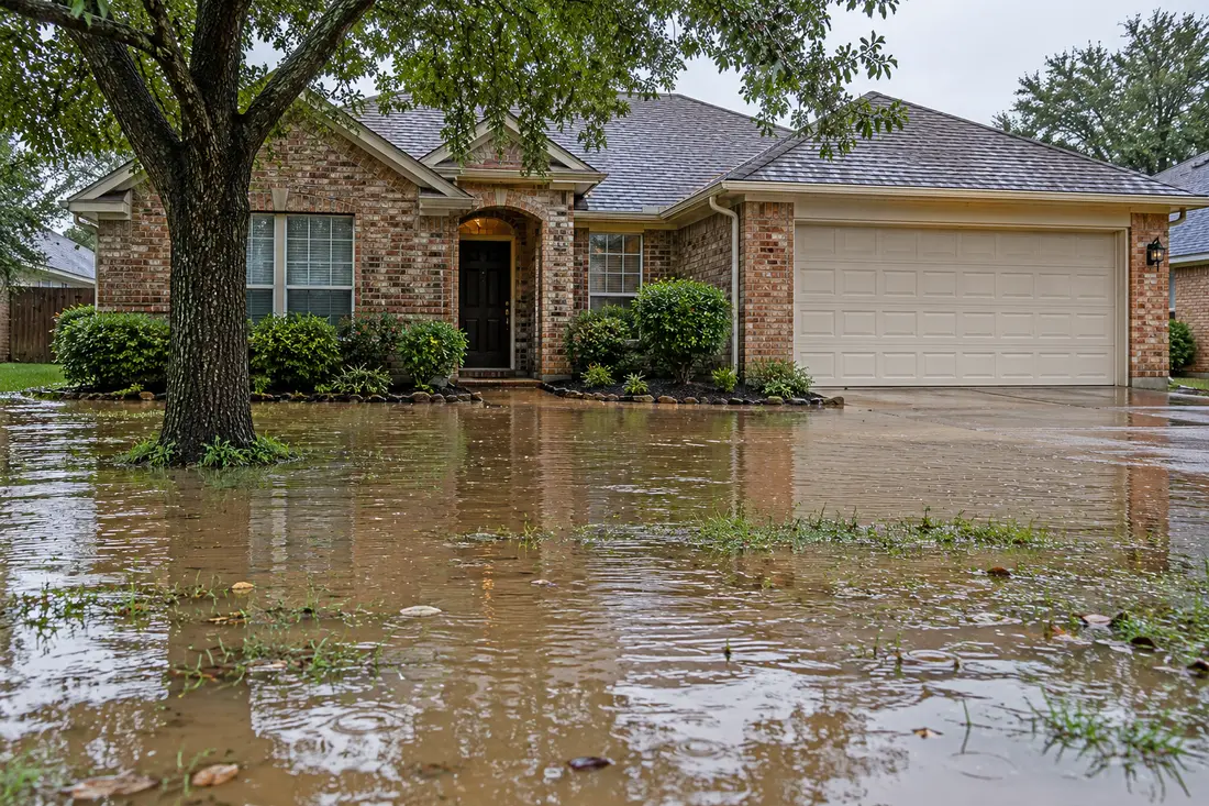 AI-generated scene of a flood-affected home